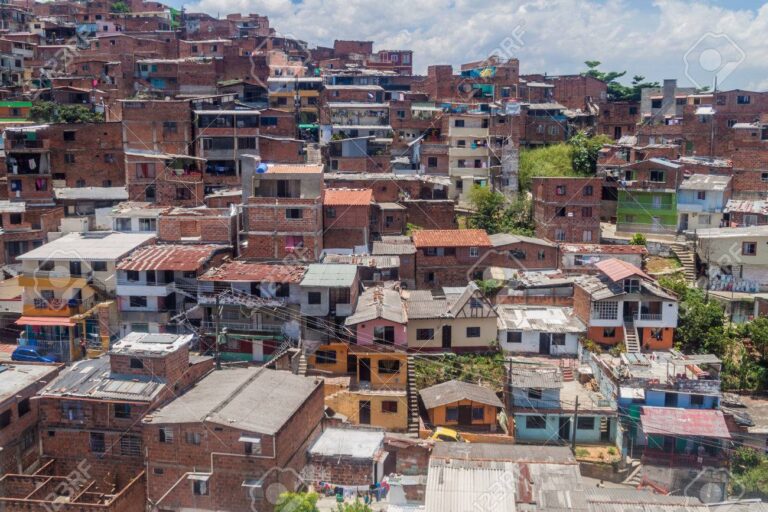 Aerial view of a poor neighborhood in Medellin